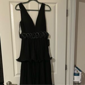 Mac Duggal Black Maxi Dress with Embellished Waist